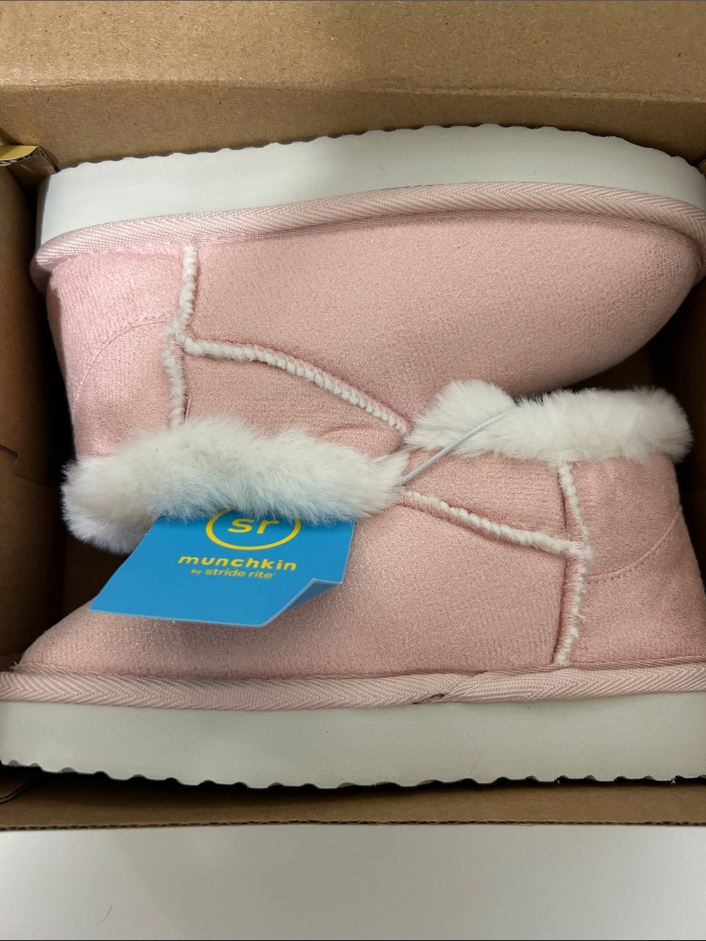 Stride Rite Pink Faux-Fur Lined Kids Booties